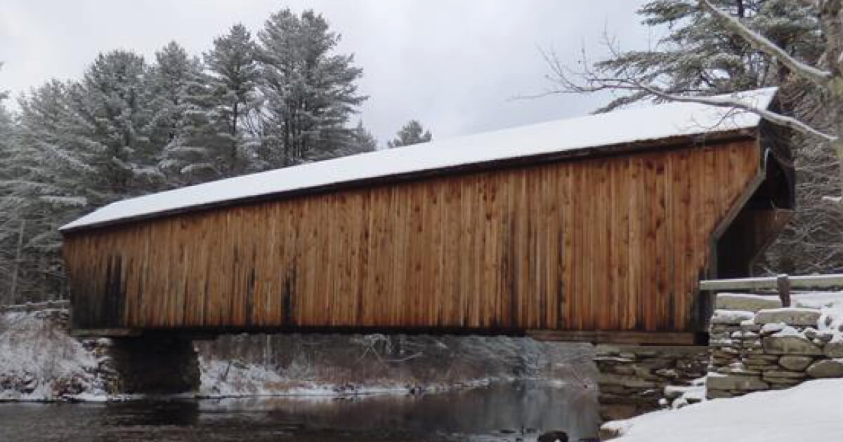 Covered bridge in winter