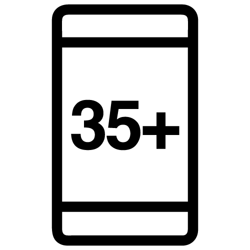 Phone icon with 35 plus